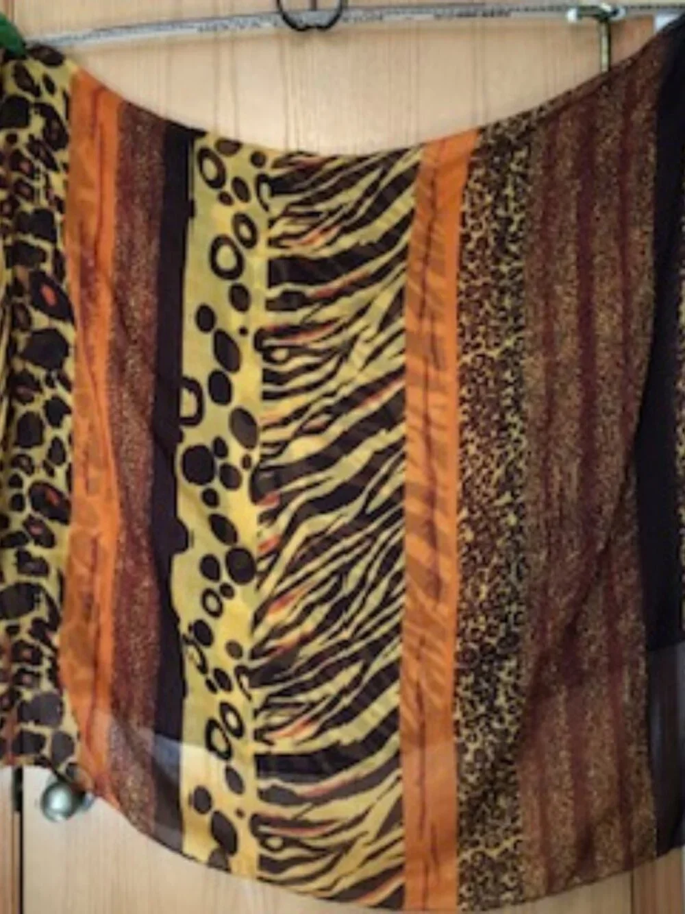 Vintage Oversized Silk Scarf Animal Patterns Orange Brown Black Leopard